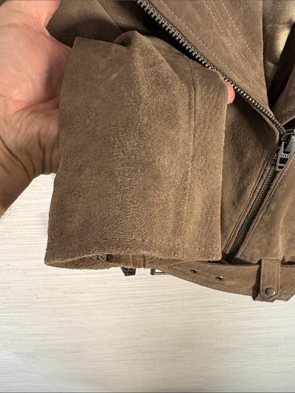 Blank NYC Taupe Suede Moto Jacket with Belt - Picture 3 of 5